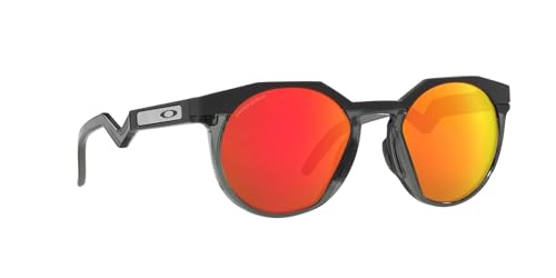 Oakley Men's OO9242 HSTN Round Sunglasses, Matte Carbon/Prizm Ruby, 52 mm