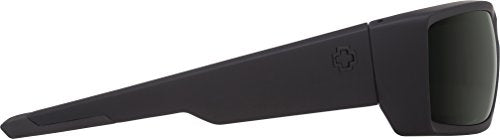 Spy Optic Men's General Rectangular Sunglasses, Soft Matte Black/Happy Gray/Green Polar, 60 mm