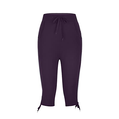 APIVOE Capri Sweatpants for Women Casual Lightweight Capri Joggers Plus Size Drawstring Capri Pants Summer Workout Capris