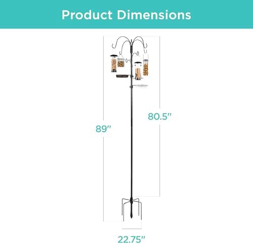 Best Choice Products 6-Hook Bird Feeding Station, Steel Multi-Feeder Kit Stand for Attracting Wild Birds w/ 4 Bird Feeders, Mesh Tray, Bird Bath, 5-Prong Base - Black