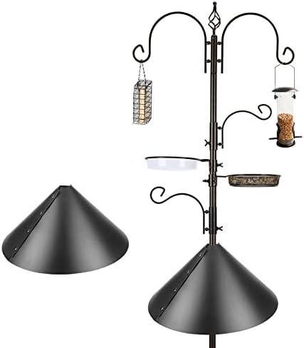 Deluxe Bird Feeding Station Kit - Wild Bird Feeder Hanging Pole With Multi Feeder, Suet Cage, Planter Hanger, and Squirrel Guard Baffle for Attracting Birds