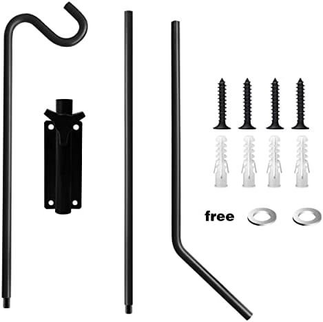 ERYTLLY Extended Reach Deck Hook Wall Pole Wall Mounted, Extensible and Adjustable 28 inch to 43 inch Bracket for Hanging Bird Feeder,Plants,Wind Chimes,Lanterns