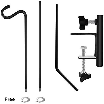 ERYTLLY Extended Reach Deck Hook Wall Pole Wall Mounted Deck Hook Extensible and Adjustable 28 inch to 43 inch Wall Bracket for Hanging Bird Feeder,Plants,Wind Chimes,Lanterns 2 Packs