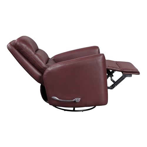 Lexicon Swivel Glider Recliner Chair, Comfy Nursery Glider, Faux Leather Recliner, Manual Reclining Chair for Living Room/Office/Apartment, Red