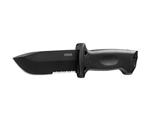 Gerber Gear LMF II Infantry Survival Tactical Knife - Fixed Blade with 4.84" Partially Serrated Blade and Textured Grip - Included MOLLE Sheath - Black