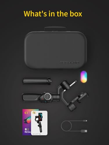 AOCHUAN Gimbal Stabilizer for Smartphone, Phone Gimbal w/8" Extension Rod, Profession 3-Axis Stabilizer w/RGB Magnetic Fill Light for Video Recording, Compatible w/iPhone/Andriod-Smart S2 Kit