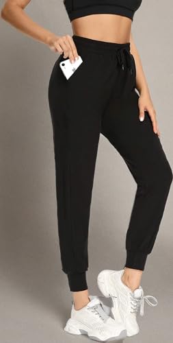 Aoliks Women's Fleece Lined Sweatpants Thermal Joggers with Pockets Winter Lounge Yoga Workout Running Pants (Black, XX-Large)