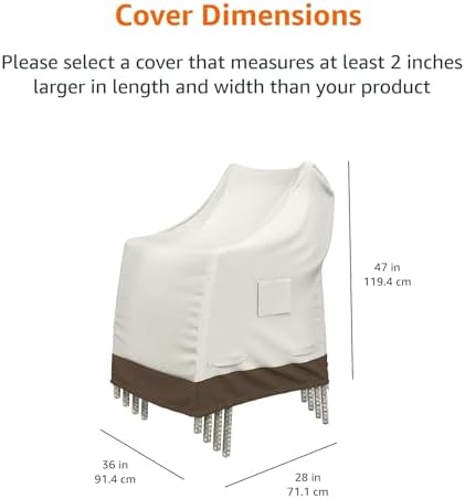 Amazon Basics Outdoor Patio Chair Cover Waterproof, Anti-UV, Durable, Beige/Tan