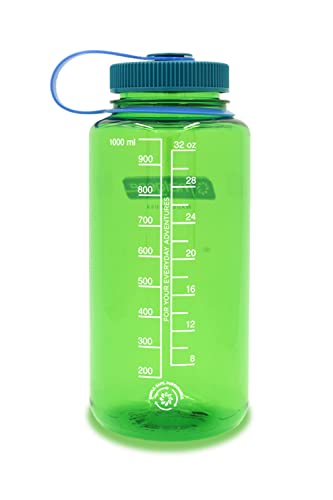 Nalgene Sustain Tritan BPA-Free Water Bottle Made with Material Derived from 50% Plastic Waste, 32 OZ, Wide Mouth, Parrott Green