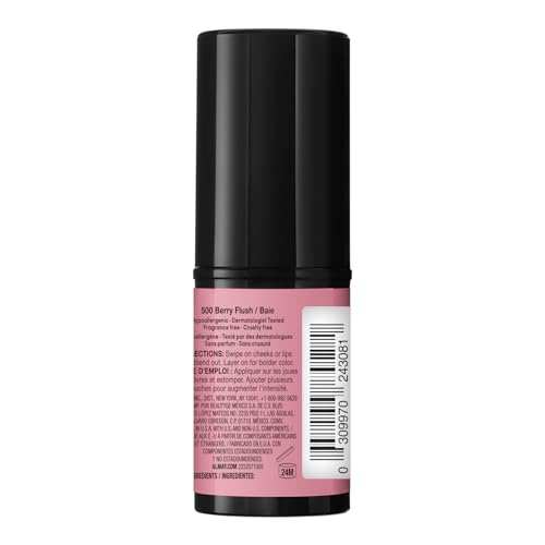 Almay Lip and Cheek Tint, Color & Care Tint Stick, Multi-Use Moisturizing Blush and Lip Color, Dewy Finish, 300 Rose Flush, 0.25 oz