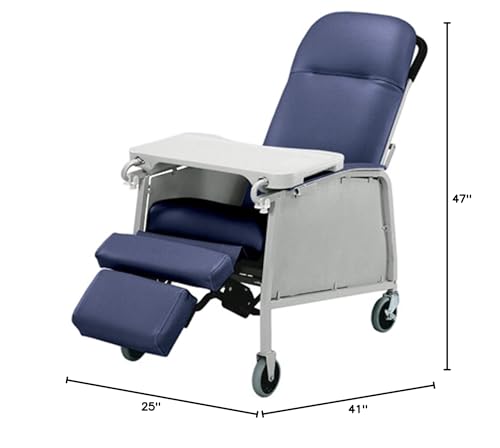 Lumex 3-Position Medical Recliner, Reclining Geri Chair with Wheels, Blue Ridge