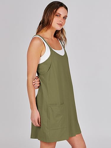 ANRABESS Women Summer Mini Romper Dress Workout Tennis Active Sports Athleisure Outfits built in Shorts Trendy Vacation Army Green Small