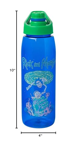 Silver Buffalo Rick and Morty Portal Grab, Tritan Water Bottle, Screw Top Lid, 28 Ounces