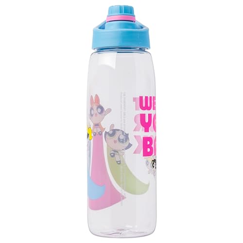 Silver Buffalo Powerpuff Girls We Got Your Back Featuring Bubbles, Buttercup, and Blossom Water Bottle with Screw Lid, 28 Ounces