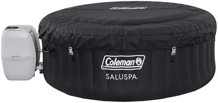 Coleman Miami AirJet Large Round 2 to 4 Person Inflatable Hot Tub Portable Outdoor Spa with 120 AirJets and EnergySense Cover, Black