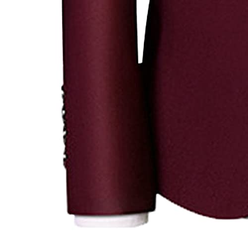 Casual 2 Button Suits for Men Slim Fit Notched Lapel Business Sets Solid Color Wedding Formal Jacket Vest Pants (Crimson,Medium)