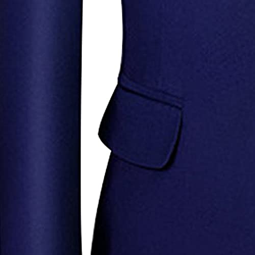 Casual 2 Button Suits for Men Slim Fit Notched Lapel Business Sets Solid Color Wedding Formal Jacket Vest Pants (Dark Blue,Medium)