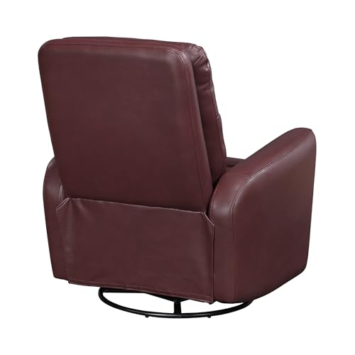 Lexicon Swivel Glider Recliner Chair, Comfy Nursery Glider, Faux Leather Recliner, Manual Reclining Chair for Living Room/Office/Apartment, Red
