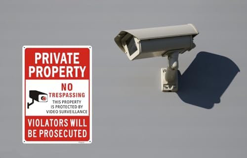 (2 Pack) Large No Trespassing Signs Private Property, Violators Will Be Prosecuted,14"x10".04" Aluminum Reflective Metal Sign,Weather Resistant, Waterproof, Durable Ink, Easy to Mount