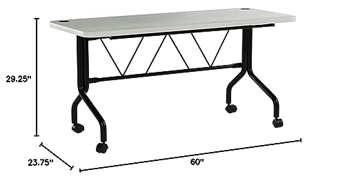 Office Star Resin Multipurpose Flip Training Table with Locking Casters for Home and Office, 5 Feet
