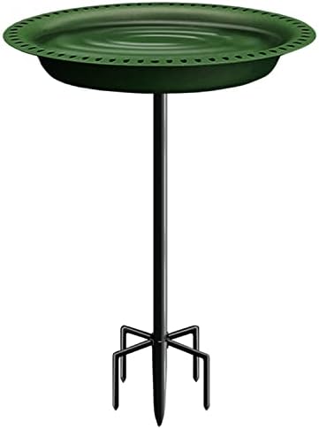 Garbuildman Upgraded 5-Prong Base Bird Bath with Metal Stake, Detachable Decoration Bowl Spa & Freestanding Birdfeeder for Outdoor Garden, Oval Style, Green