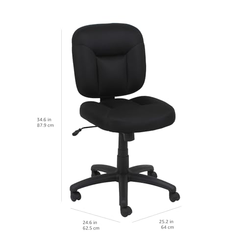 Amazon Basics Low-Back Office Desk Chair, Adjustable Height, 360 Degree Swivel, Fabric Upholstery, Black