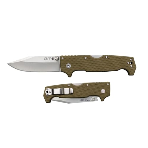 Cold Steel SR1 S35VN Steel 4" Clip Point Blade G-10 Handle Folding Knife with Tri-Ad Locking Mechanism and Pocket/Belt Clip