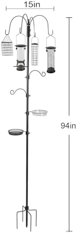 ERYTLLY Bird Feeding Station Kit Bird Feeder Pole Wild Bird Feeder Hanging Kit Planter Hanger Multi Feeder Hanging with Metal Suet Feeder Bird Bath for Attracting Wild Birds