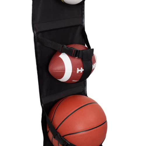 Gear Zone Hanging Sports Equipment Organizer | Multi-Purpose | Garage Sports Ball Storage | For Basketball Football Volleyball Tennis Soccer Biking | Toy Storage | Includes Hook & Pump