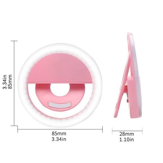 Mini Selfie Ring Light for Cell Phone Clip-on LED Light for Phone Tablet Laptop Camera Video Lighting Rechargeable 3 Adjustable Light Levels (White)