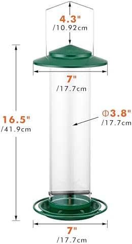 iBorn Metal Bird Feeder for Outside Hanging,Wild Bird Feeders for Cardinal,18cm Large Roof&Green,42CM Long,4.5lb High-Capacity(Seed is not Included)