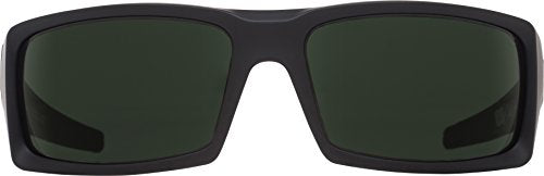 Spy Optic Men's General Rectangular Sunglasses, Soft Matte Black/Happy Gray/Green Polar, 60 mm