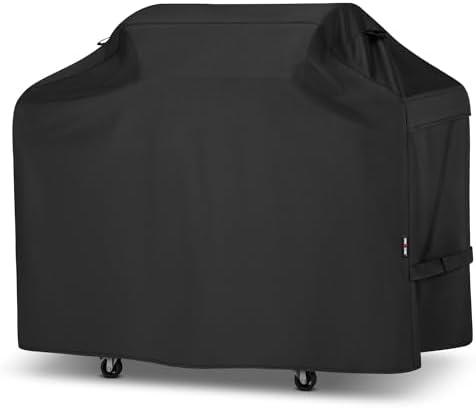 Unicook Grill Cover 65 Inch for Outdoor Grill, Heavy Duty Waterproof BBQ Cover with Side Handles and Air Vents, Weather Resistant, Compatible with Weber Charbroil Nexgrill Kenmore Gas BBQs, Black