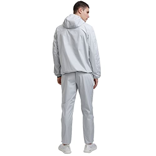 HOTSUIT Sauna Suit for Men Sweat Sauna Jacket Pant Gym Workout Sweat Suits, Light Gray, M