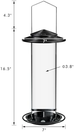iBorn Metal Bird Feeder for Outside Hanging,Wild Bird Feeders for Cardinal,18cm Large Roof&Green,42CM Long,4.5lb High-Capacity(Seed is not Included)
