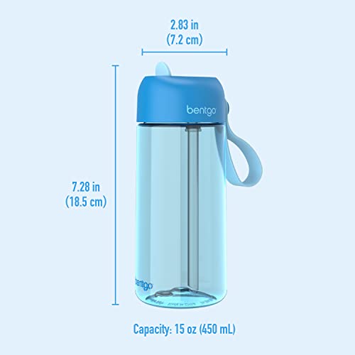 Bentgo Kids Water Bottle - Leak-Proof, Durable Tritan, BPA-Free 15 oz. Cup for Kids/Toddlers Ages 3+ - Flip-Up Straw & Dishwasher Safe for School, Sports, Daycare & Camp (Trucks)