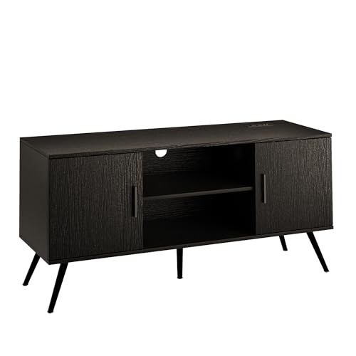 Algglobuy TV Stand for 65 Inch TV, Entertainment Center with RGB LED Light, Small Television Stands with Storage & Adjustable Shelves, Modern Media TV Console with for Bedroom, Living Room (Black)