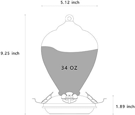 Hummingbird Feeders, 34OZ Hand Blown Glass Hummingbird Feeder for Outdoors Hanging with Ant MoatHooks, Perfect for Gardening Yard Patio Decor Gifts (Rainbow)