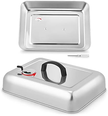 13 x 9.75Inch Cheese Melting Domes, HaSteeL Rectangular Basting Steam Cover with Adjustable Vent, Heavy Duty Stainless Steel Grill Lid for Flat Top Griddle Outdoor & Indoor, Dishwasher Safe(2-Pack)