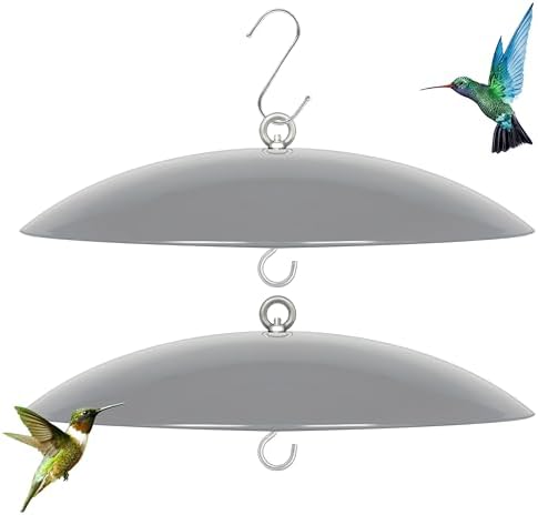 13" Bird Feeder Rain Guard, Hummingbird Feeder Shade Dome Cover, Hanging Squirrel Baffle for Bird Feeder Pole (Grey), 2 Pack