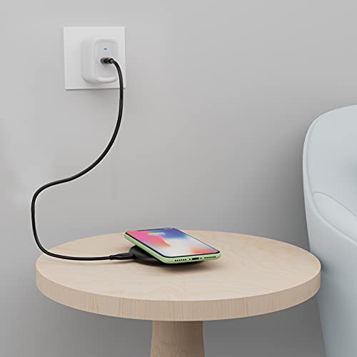 Amazon Basics 15W Qi Certified Wireless Charging Pad for iPhone 16/15/14/13/12/11/X, Samsung and More, with USB Cable, Black