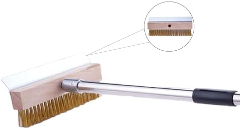 Aluminum Pizza Oven Brush, Grill Brush, Wire Brushes, with Scraper and 4 Sections of Detachable Long Rod Design for Commercial Cleaning, Kitchens, Restaurants, BBQ Shelf Or Any Grill