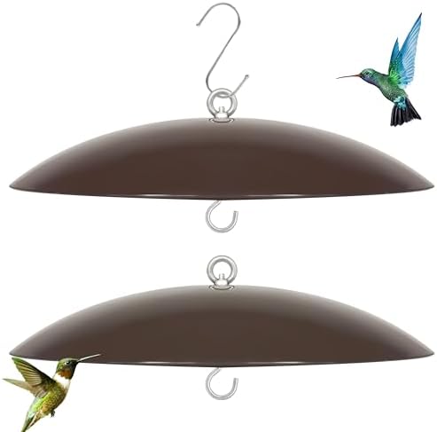 13" Bird Feeder Dome, Hummingbird Feeder Rain Guard, Bird Feeder Cover,Squirrel Baffle for Bird Feeder Pole, (Brown),2 Pack