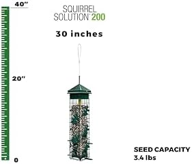 Squirrel Solution200 Squirrel-proof Bird Feeder w/6 Feeding Ports, 3.4-pound Seed Capacity, Free Seed Funnel