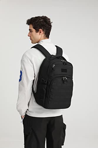 Wotony Military tactical backpack, backpack for men black tactical backpack small tactical backpack assault bag (Black, 18.5 inch)
