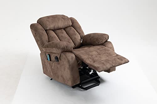 ERYE Electric Power Lift Recliner Chair for Elderly with Massage and Heat, Velvet Upholstery Infinite Positions Adjustable Large Size Armchair W/ 2 Remote Controllers & Side Pockets for Living Room