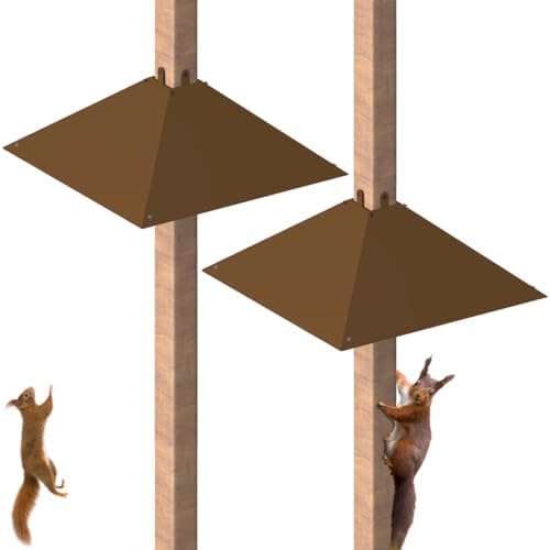 Metal Squirrel Baffle for 4x4 Post, Outside Wooden Pole Mount Squirrel Guards for Bird Feeders, 17 Inch Squirrels Deterrents Stopper to Deter Racoons, Brown, 2pcs