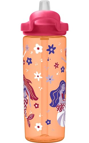CamelBak Eddy+ 20oz Kids Water Bottle with Tritan Renew – Straw Top, Leak-Proof When Closed, Retro Floral Mermaid