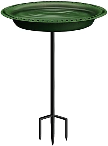 Garbuildman Extra-Large Freestanding Birdbath Bowl, Detachable Decoration Spa with Metal Stake Stand & Birdfeeder for Outdoor Garden, Oval Style, Green