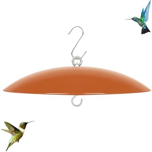 13" Hummingbird Feeder Shade Cover,Bird Feeders Dome Rain Cover,Squirrel Baffle for Shepherd's Hook Outdoors (Orange), 1 Pack